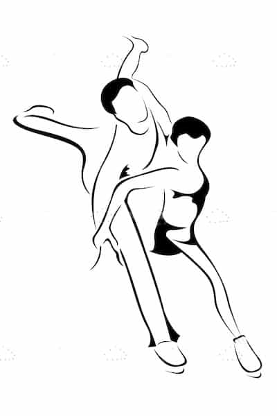 Abstract Skating Couple in Sketch Style